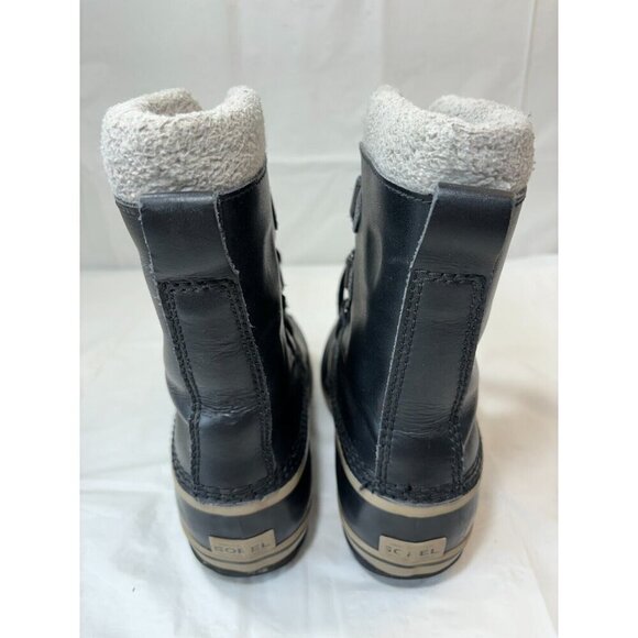 Sorel Yoot Pac Black LEATHER Winter Snow Duck Boots NY1880-013 Youth Size 3 - Picture 11 of 12